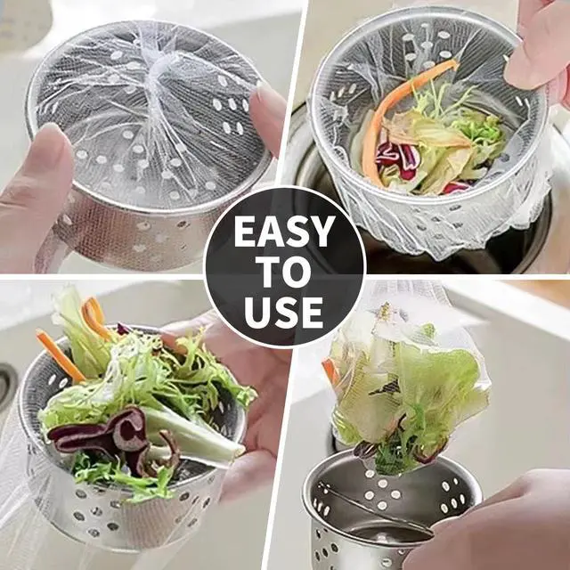 Alt view image 4 of 7 - 200 PCS Kitchen Disposable Mesh Sink Strainer Bags, Anti-Clogging Drain Filters for Collecting Food Waste & Garbage, Fits Most Kitchen Sink Strainers with PP Storage Box