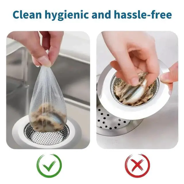 Alt view image 6 of 7 - 200 PCS Kitchen Disposable Mesh Sink Strainer Bags, Anti-Clogging Drain Filters for Collecting Food Waste & Garbage, Fits Most Kitchen Sink Strainers with PP Storage Box