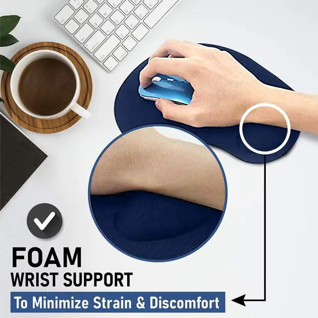 Alt view image 4 of 6 - Mouse Pad with Wrist Rest, Gel Wrist Support Mousepad, Pain Relief Laptop Computer Mouse Pad, Non-Slip Mouse Pads for Home & Office (Blue, Regular)