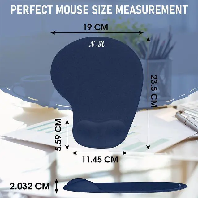 Alt view image 6 of 6 - Mouse Pad with Wrist Rest, Gel Wrist Support Mousepad, Pain Relief Laptop Computer Mouse Pad, Non-Slip Mouse Pads for Home & Office (Blue, Regular)