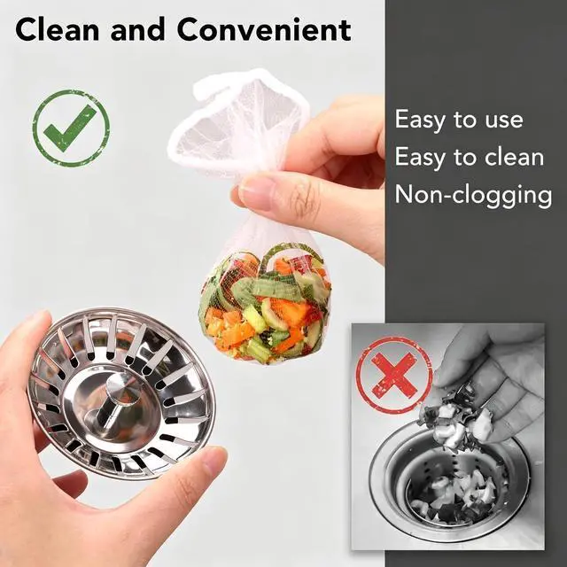 Alt view image 3 of 3 - 250 PCS Kitchen Sink Strainer Mesh Bag, Sink Drain Nets for Sourdough | Sourdough Drain Catcher, Mesh Sink Filter Pouches, Disposable Drain Covers for Food Waste Collection