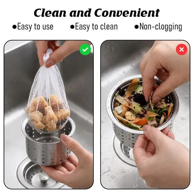 Alt view image 2 of 7 - 200 PCS Kitchen Sink Strainer Mesh Bag, Large Size 5.9x4.7in Filter Bags | Disposable Net Filter Sink Food Catcher for Sink Strainer and Sink Hanging Drain Basket