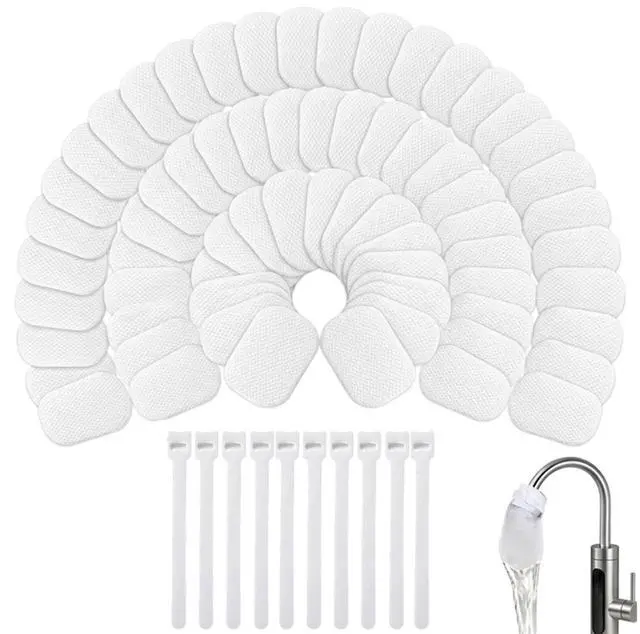Main image of 110 PCS Faucet Filter Cotton Bag, 100 Filter Bags with 10 T-Shape Straps for Kitchen Faucet, Multi-Layer Filtration for Sediment and Rust Reduction, Softened Water Flow for Daily Household Use