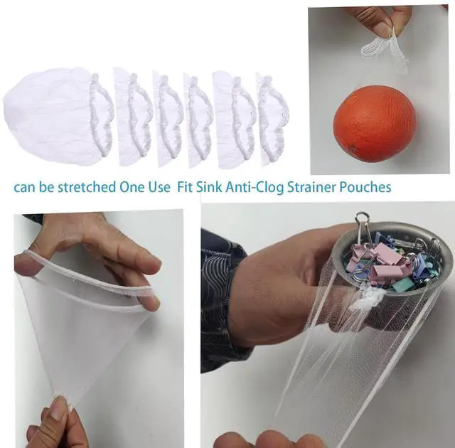 Alt view image 3 of 7 - 500 PCS Disposable Kitchen Sink Drain Strainer Disposable Mesh Sink Strainers Anti-Clog One Use Sink Strainer Pouches Kitchen Drain Food Catcher Strainers Bag for Collecting Catch Leftovers