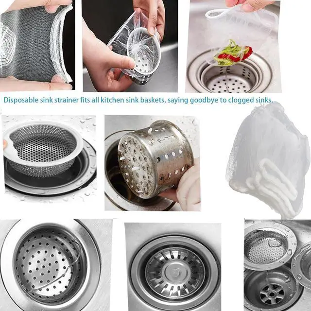 Alt view image 4 of 7 - 500 PCS Disposable Kitchen Sink Drain Strainer Disposable Mesh Sink Strainers Anti-Clog One Use Sink Strainer Pouches Kitchen Drain Food Catcher Strainers Bag for Collecting Catch Leftovers