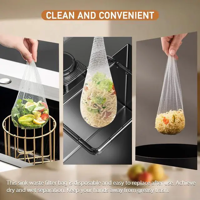 Alt view image 2 of 3 - 250 PCS Large Size Kitchen Sink Strainer Mesh Bag for Sink Food Catcher | Disposable Sink Net Strainer Filter Bags for Various Sizes of Sink Strainers, Faucet Filter Bags for Kitchen Sink