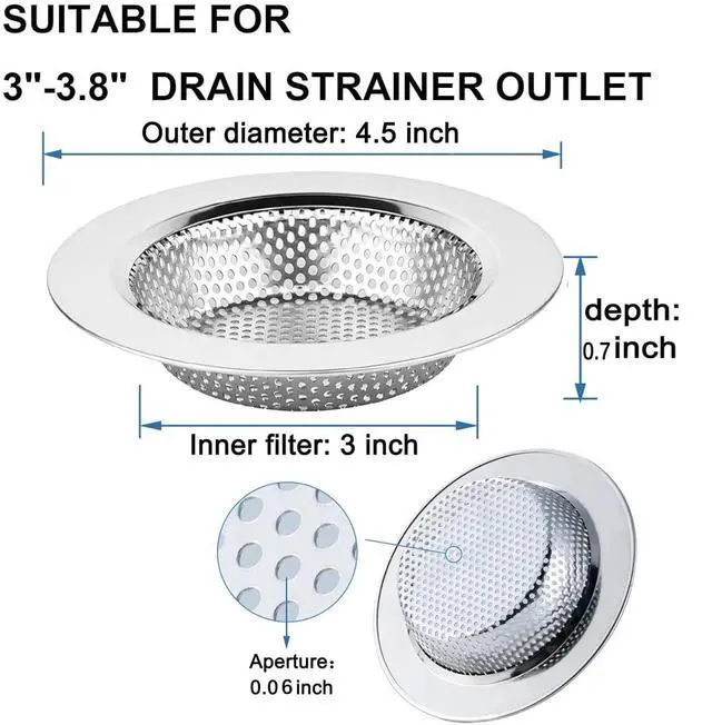 Alt view image 3 of 6 - 300 Pack Kitchen Sink Strainer Mesh Bags with 2 Pcs Strainer Stainless Steel, Disposable Elastic Food Waste Collector, Anti-Clogging Disposable Sink Drain Covers, Kitchen Essentials Sink Filter Nets