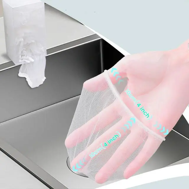 Alt view image 4 of 6 - 300 Pack Kitchen Sink Strainer Mesh Bags with 2 Pcs Strainer Stainless Steel, Disposable Elastic Food Waste Collector, Anti-Clogging Disposable Sink Drain Covers, Kitchen Essentials Sink Filter Nets