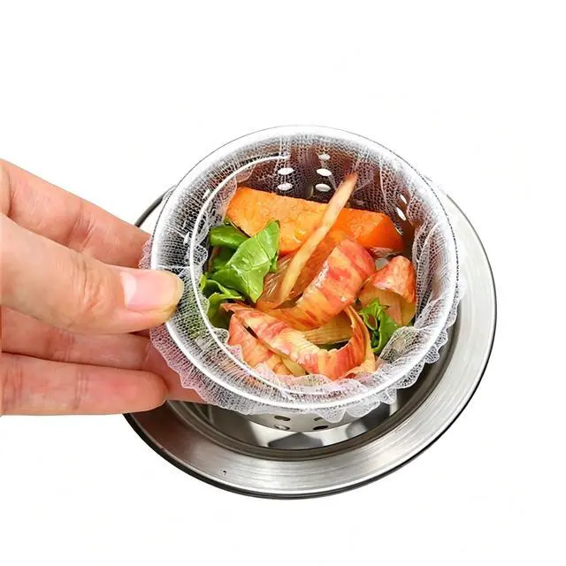 Main image of Sink Strainer Bags, 300 Count Disposable Kitchen Sink Drain Mesh Bags | Elastic Fine Net Filter, For Food Waste, Universal Fit for Most Sink Strainers