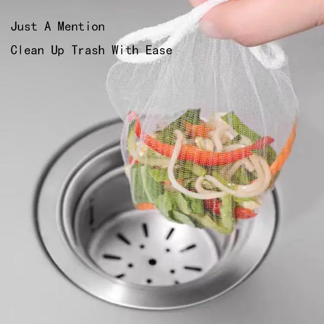 Alt view image 5 of 6 - Kitchen Sink Strainer Mesh Bag and Dispense Bagr Set Disposable Collecting Kitchen Food Waste Filter Mesh Bags for Sink Drain