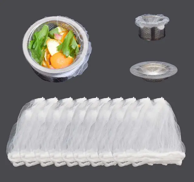 Main image of 300Pcs Kitchen Sink Drain Strainer Mesh Bags,Disposable Sink Drain Cover,Anti-Clogging Kitchen Essentials Drain Nets Bags Fits Most Sink Strainers(4.0 x 4.0 Inch)