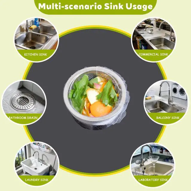 Alt view image 2 of 7 - 300Pcs Kitchen Sink Drain Strainer Mesh Bags,Disposable Sink Drain Cover,Anti-Clogging Kitchen Essentials Drain Nets Bags Fits Most Sink Strainers(4.0 x 4.0 Inch)