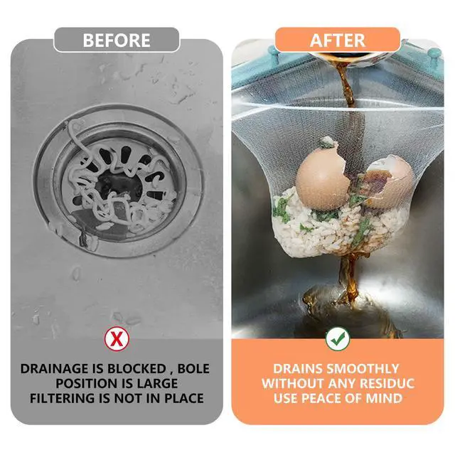 Alt view image 3 of 6 - 200 PCS Kitchen Sink Strainer Mesh Bag, Disposable Mesh Sink Strainer Bags, Fit All Drain Sinks for Kitchen, Bath, Tub, Keep Your Sewer Lines and Garbage Disposal Safe