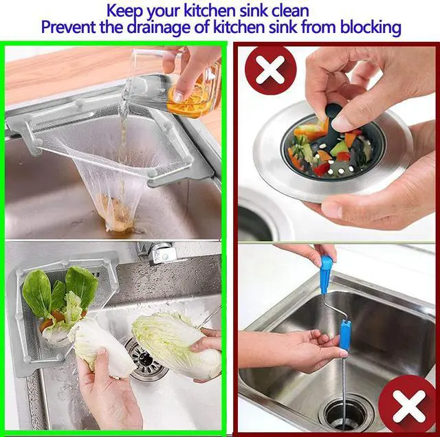 Alt view image 3 of 6 - 200PCS Large Size Filtering Mesh Bags for Kitchen Sink Triangle Tri-Holder Filter Kitchen Sink Strainer