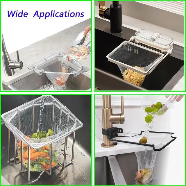 Alt view image 6 of 6 - 200PCS Large Size Filtering Mesh Bags for Kitchen Sink Triangle Tri-Holder Filter Kitchen Sink Strainer