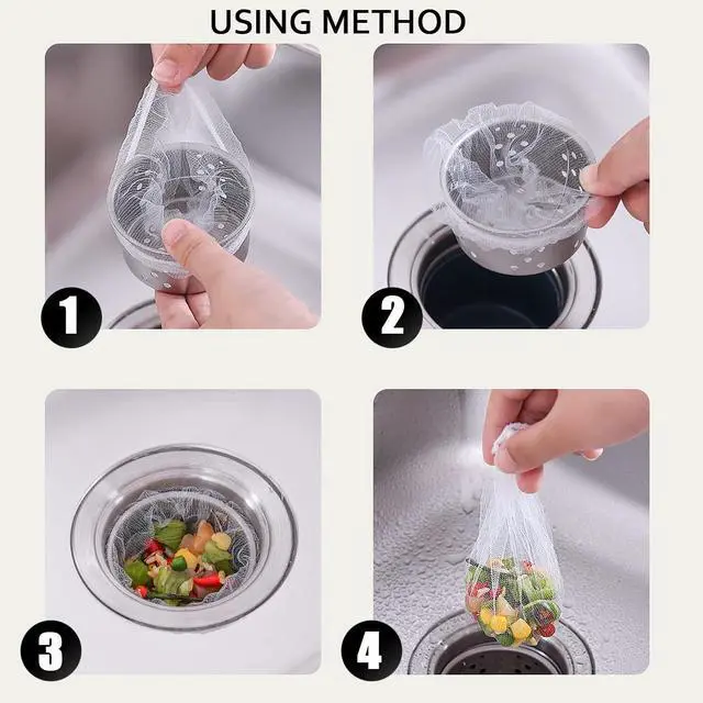 Alt view image 2 of 5 - 500pcs Disposable Sink Strainer Mesh Filter Bags, Anti Clogging Elastic, Fits Most Sizes