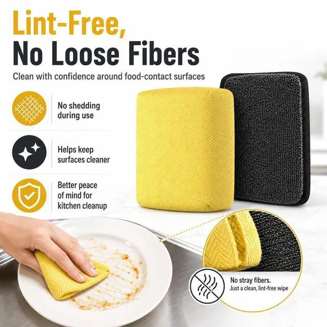 Alt view image 5 of 7 - Heavy Duty Scouring Pads for Dishes, Non-Scratch, Kitchen Cleaning | Durable Abrasive Scrub for Pots, Pans, Sink, Grill & Household, Long-Lasting Reusable Alternative, 2 pcs