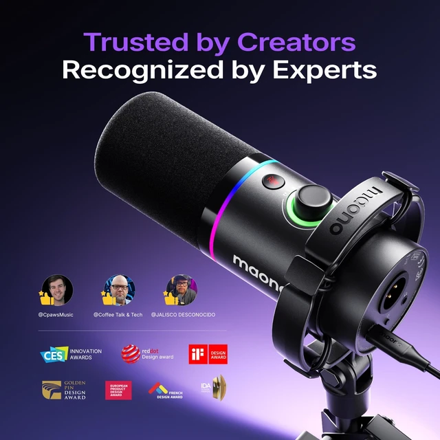 Alt view image 2 of 7 - MAONO PD200X XLR/USB Dynamic Microphone, RGB Gaming Mic with Software | PC Mic with Mute, Gain Knob, Volume Control and Headphone Jack for Gaming, Streaming, Podcasting, Recording