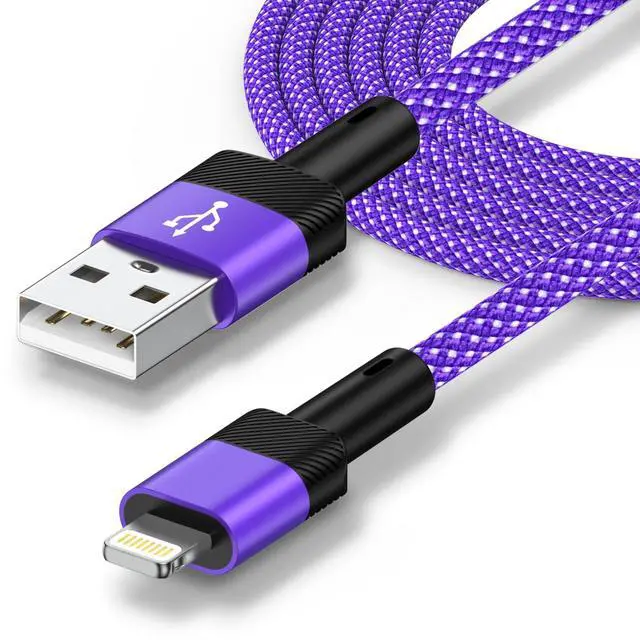Main image of Lightning Cable,Purple iPhone Charger for iPhone 14/14 Pro | 14 Pro Max/13/12/11/XR/XS/X/8Plus/7/6s,9Foot 3.1A A pple Fast Charger Cord Car Charging Lightning Cable Nylon Braided Purple