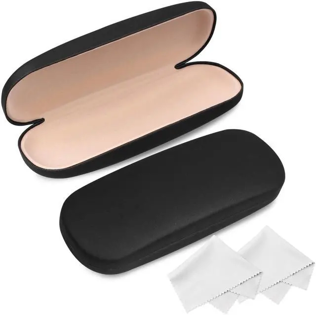 Main image of Glasses Case, 2 Pack Eyeglass Case with Cleaning Cloth, Glasses Case Hard Shell Fits Most Glasses