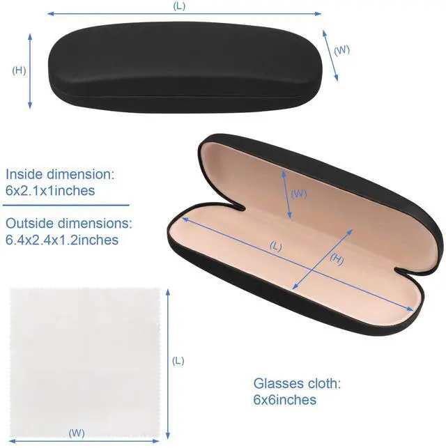 Alt view image 2 of 7 - Glasses Case, 2 Pack Eyeglass Case with Cleaning Cloth, Glasses Case Hard Shell Fits Most Glasses