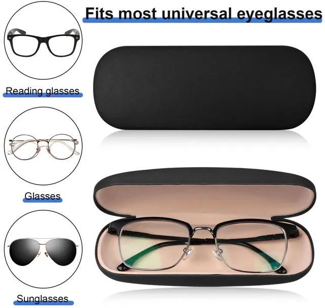 Alt view image 3 of 7 - Glasses Case, 2 Pack Eyeglass Case with Cleaning Cloth, Glasses Case Hard Shell Fits Most Glasses