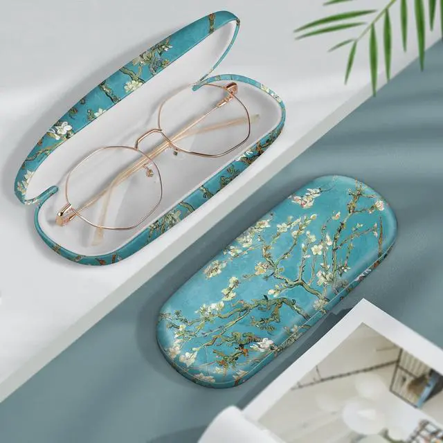 Alt view image 2 of 7 - Hard Shell Eyeglasses Case, Portable Protective Glasses Cover | Eyeglass Holder Box, With Cleaning Cloth For Men Women, For Reading/Prescription Glasses, For Daily Carry, Blossom