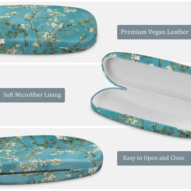 Alt view image 4 of 7 - Hard Shell Eyeglasses Case, Portable Protective Glasses Cover | Eyeglass Holder Box, With Cleaning Cloth For Men Women, For Reading/Prescription Glasses, For Daily Carry, Blossom