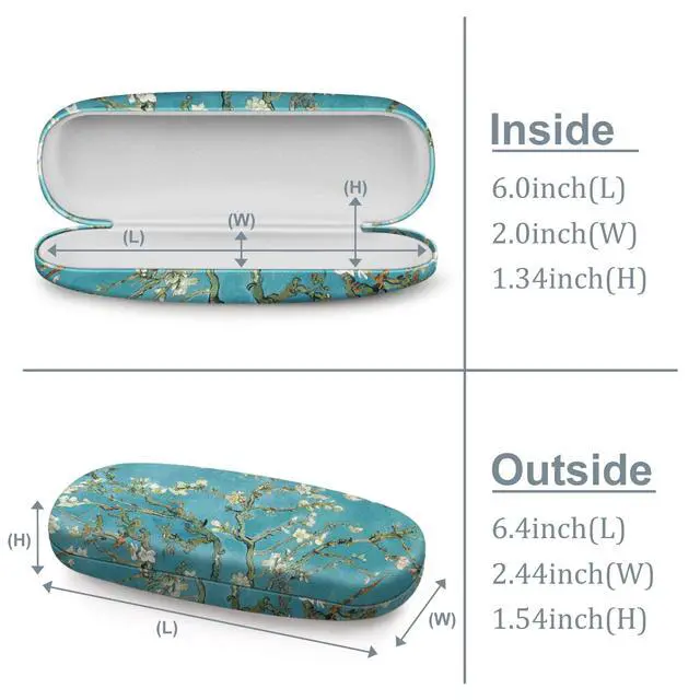 Alt view image 7 of 7 - Hard Shell Eyeglasses Case, Portable Protective Glasses Cover | Eyeglass Holder Box, With Cleaning Cloth For Men Women, For Reading/Prescription Glasses, For Daily Carry, Blossom