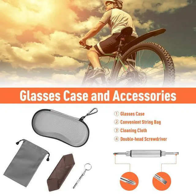 Alt view image 2 of 7 - Sunglasses Case, Hard EVA Shell Shockproof Sport Glasses Case (Grey) | Metal Carabiner, Zipper Eyeglasses Holder, Reliable Protection, Storage Cover For Travel, For Men And Women