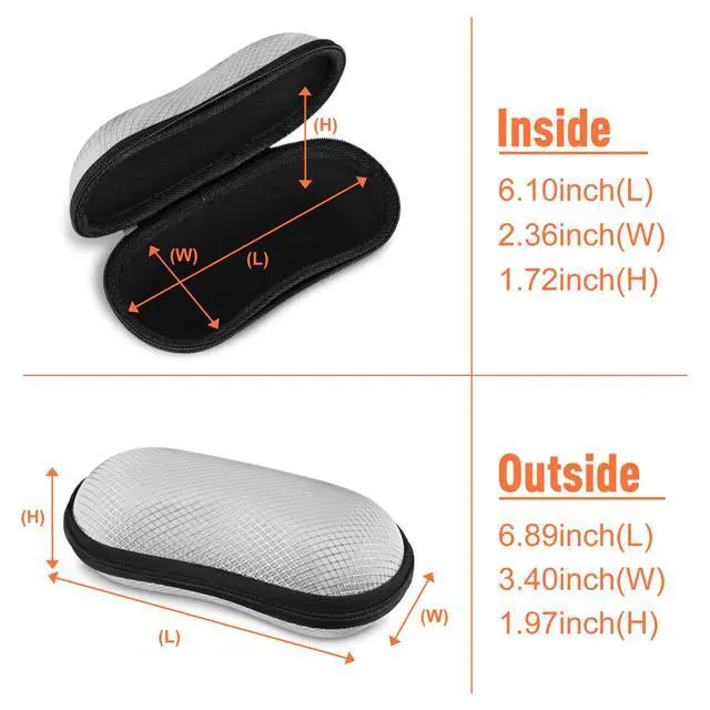Alt view image 3 of 7 - Sunglasses Case, Hard EVA Shell Shockproof Sport Glasses Case (Grey) | Metal Carabiner, Zipper Eyeglasses Holder, Reliable Protection, Storage Cover For Travel, For Men And Women