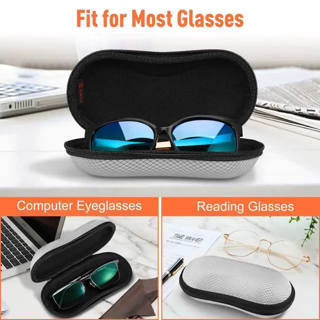 Alt view image 5 of 7 - Sunglasses Case, Hard EVA Shell Shockproof Sport Glasses Case (Grey) | Metal Carabiner, Zipper Eyeglasses Holder, Reliable Protection, Storage Cover For Travel, For Men And Women