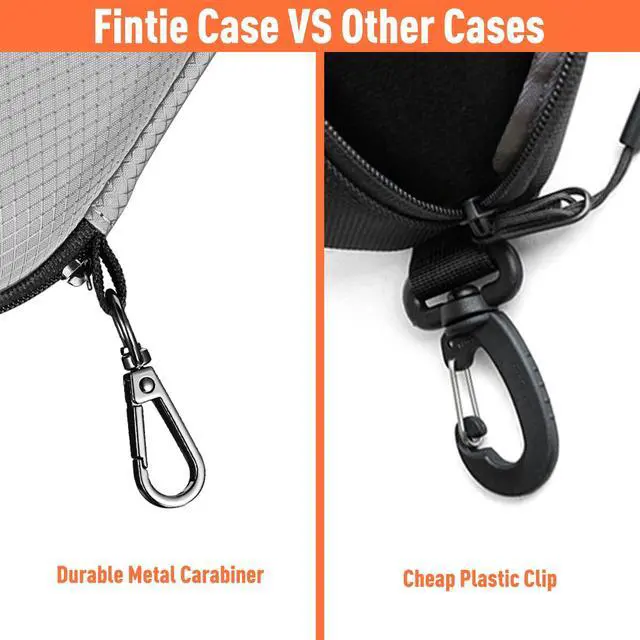 Alt view image 6 of 7 - Sunglasses Case, Hard EVA Shell Shockproof Sport Glasses Case (Grey) | Metal Carabiner, Zipper Eyeglasses Holder, Reliable Protection, Storage Cover For Travel, For Men And Women