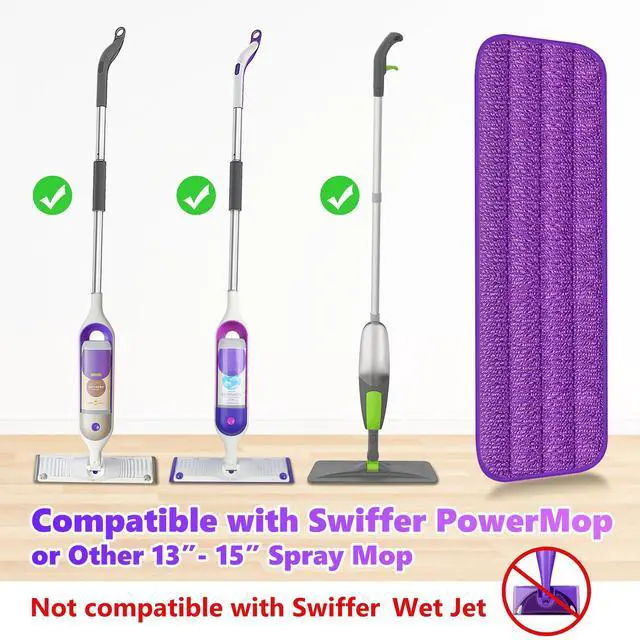 Alt view image 2 of 7 - Mop Pads Compatible with Swiffer PowerMop, Wood Floor Pads Microfiber Mop Replacement Refills Machine Washable for All Floor Surfaces