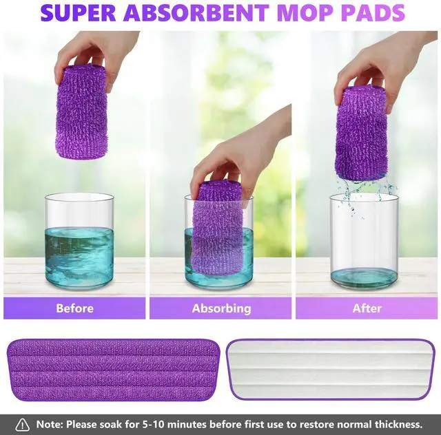 Alt view image 6 of 7 - Mop Pads Compatible with Swiffer PowerMop, Wood Floor Pads Microfiber Mop Replacement Refills Machine Washable for All Floor Surfaces