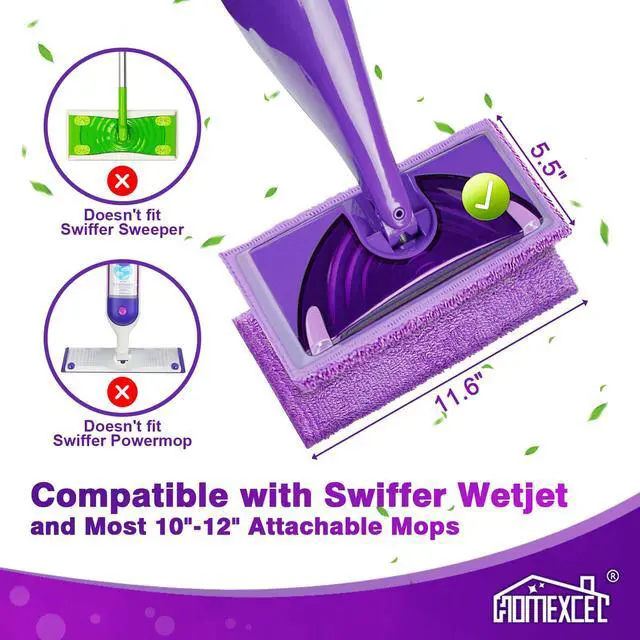 Alt view image 2 of 7 - Microfiber Pads Refills for Swiffer Wet Jet 15"x5.5" 8 PK Reusable | Machine Washable, Multi-Surface Wet & Dry Floor Cleaning, Reusable Pad Replacements for Swiffer Wet Jet, High Absorbency