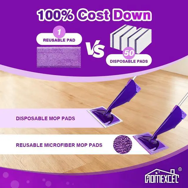 Alt view image 4 of 7 - Microfiber Pads Refills for Swiffer Wet Jet 15"x5.5" 8 PK Reusable | Machine Washable, Multi-Surface Wet & Dry Floor Cleaning, Reusable Pad Replacements for Swiffer Wet Jet, High Absorbency