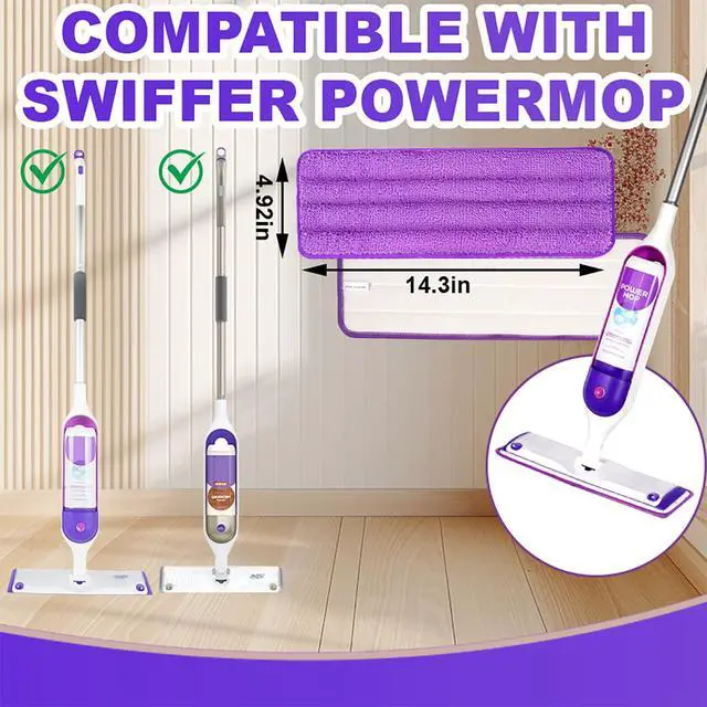 Alt view image 2 of 7 - 6 Pack Reusable Microfiber Mop Pads for Swiffer PowerMop, Power Mop Pads Refills for 13 ''-16 '' Spray Mop, Machine Washable Pad Replacement for All Floor Types Cleanin