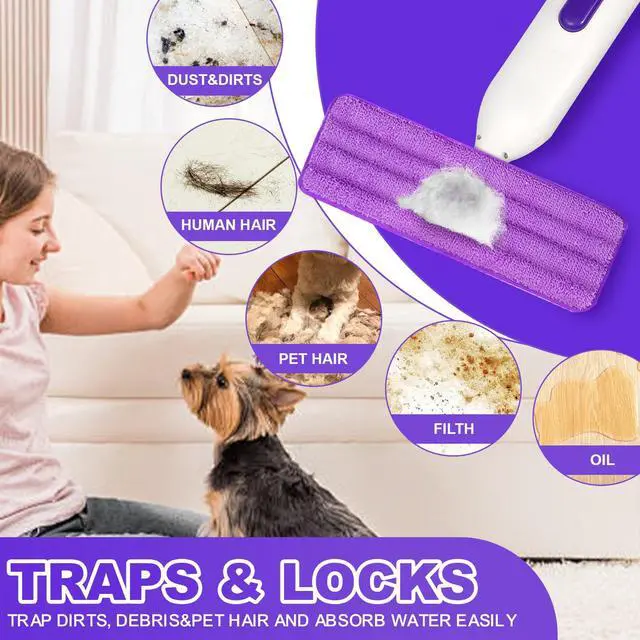 Alt view image 4 of 7 - 6 Pack Reusable Microfiber Mop Pads for Swiffer PowerMop, Power Mop Pads Refills for 13 ''-16 '' Spray Mop, Machine Washable Pad Replacement for All Floor Types Cleanin