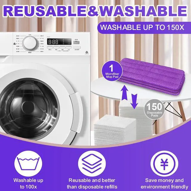 Alt view image 5 of 7 - 6 Pack Reusable Microfiber Mop Pads for Swiffer PowerMop, Power Mop Pads Refills for 13 ''-16 '' Spray Mop, Machine Washable Pad Replacement for All Floor Types Cleanin