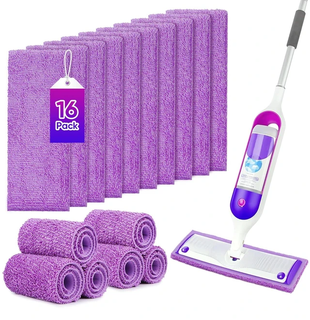 Main image of Reusable Microfiber Mop Pads Compatible with Swiffer PowerMop | 13 ''-15 '' Spray Mop- Washable Pads for Multi-Surface Floor Cleaning, 16 Pack