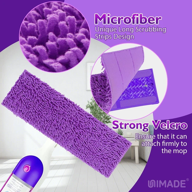 Alt view image 2 of 7 - Reusable Mop Pads for Swiffer PowerMop, 8 Pack Microfiber Refill | Mop Pad with Scrubber Strips for 13''-15'' SprayMop, Washable Mop Pads Use for Most Floor Types, Designed for Pets - Purple