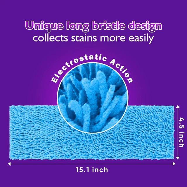 Alt view image 4 of 7 - Reusable Mop Pads for Swiffer PowerMop, 8 Pack Microfiber Pad | Refill with Scrubber Strips for 13''-15'' SprayMop, Washable Mop Pads for Most Floor Types, Designed for Pets - Multicolor