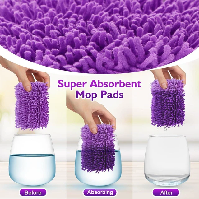 Alt view image 6 of 7 - Reusable Mop Pads for Swiffer PowerMop, 8 Pack Microfiber Refill | Mop Pad with Scrubber Strips for 13''-15'' SprayMop, Washable Mop Pads Use for Most Floor Types, Designed for Pets - Purple