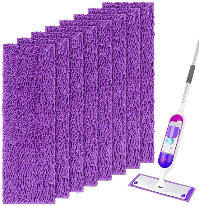 Main image of Reusable Mop Pads for Swiffer PowerMop, 8 Pack Microfiber Refill | Mop Pad with Scrubber Strips for 13''-15'' SprayMop, Washable Mop Pads Use for Most Floor Types, Designed for Pets - Purple