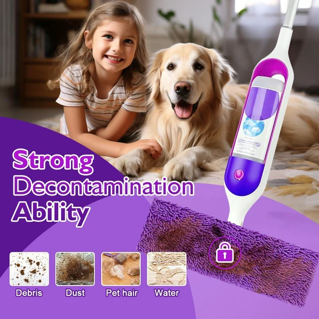 Alt view image 5 of 7 - Reusable Mop Pads for Swiffer PowerMop, 8 Pack Microfiber Refill | Mop Pad with Scrubber Strips for 13''-15'' SprayMop, Washable Mop Pads Use for Most Floor Types, Designed for Pets - Purple