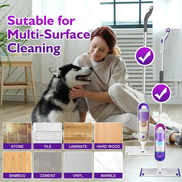 Alt view image 7 of 7 - Reusable Mop Pads for Swiffer PowerMop, 8 Pack Microfiber Refill | Mop Pad with Scrubber Strips for 13''-15'' SprayMop, Washable Mop Pads Use for Most Floor Types, Designed for Pets - Purple