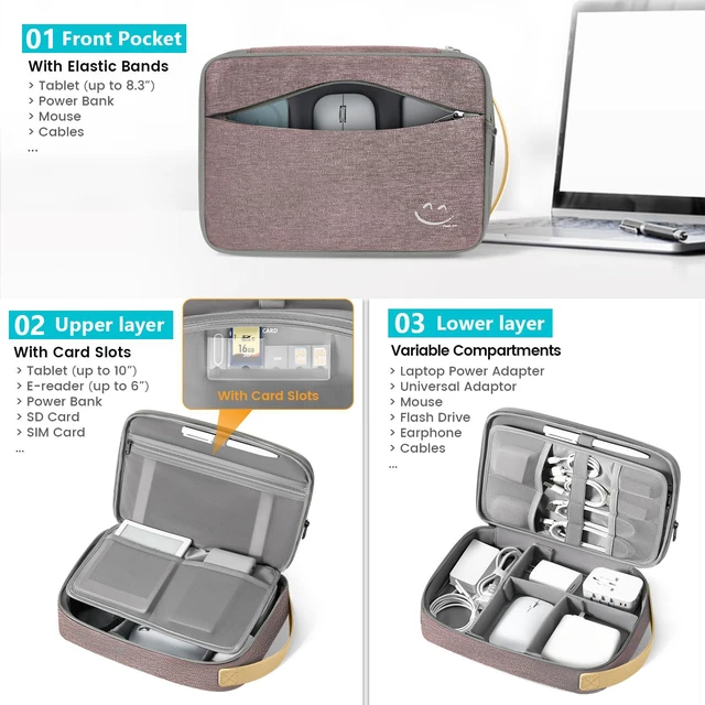 Alt view image 3 of 7 - Cable Organizer For Electronic Accessories | Expandable electronics organizer,Charger organizer case, Large capacity travel case for Card,Usbs, travel essentials