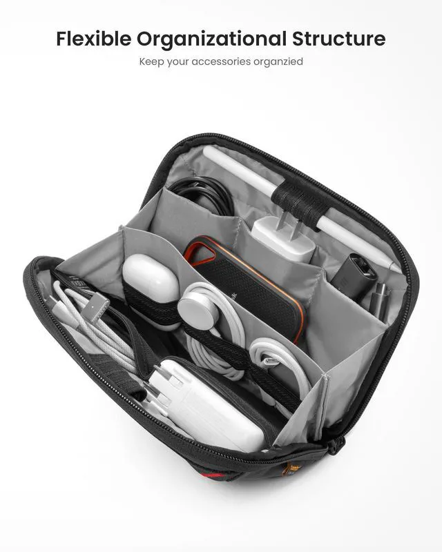 Alt view image 2 of 7 - Travel Cable Organizer Pouch, Electronics Accessories Organizer Portable Waterproof Double Accessories Carry Case for Cord, Charger, Cables, USB Drive, Black