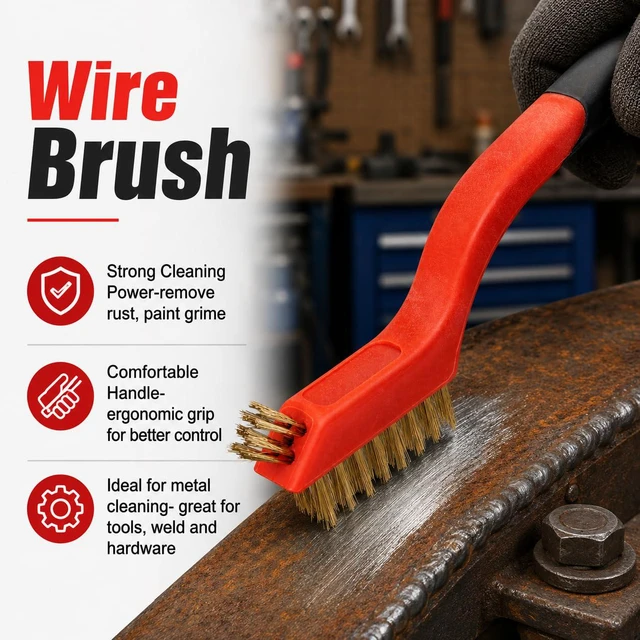 Alt view image 5 of 7 - 7PCS Wire Brush Set, Brass Steel Nylon Brush for Rust Paint Removal | Scratch Brushes for Cleaning Welding Slag, Paint and Dirt